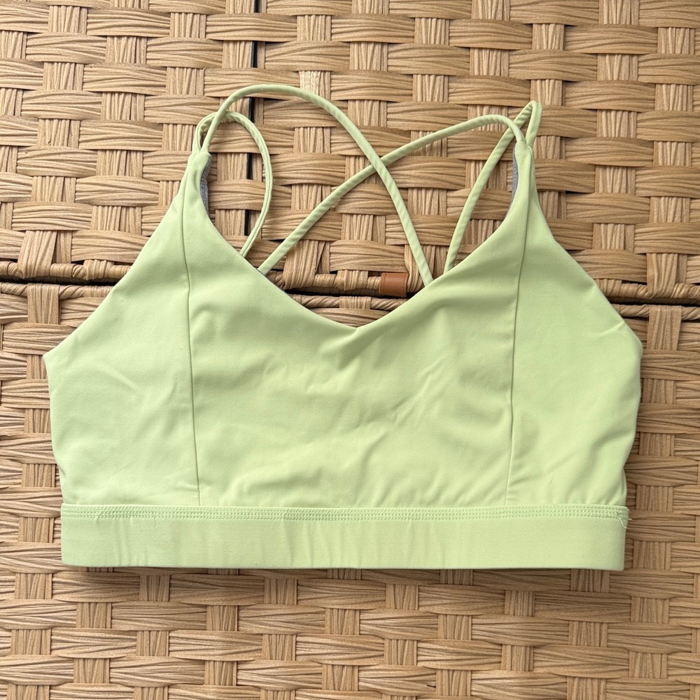 BORN PRIMITIVE Women's Light Yellow Green Strappy Sports Bra medium